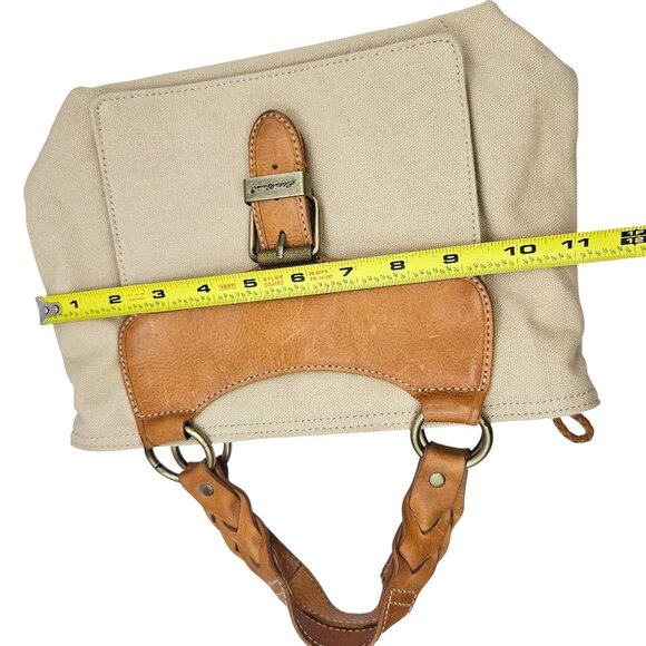 Eddie Bauer Canvas & Leather Small Tote Braided Double Handles Buckle Accent - Picture 16 of 16